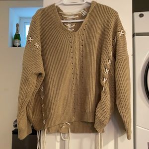 Miracle Medium large Beige tie wool sweater
